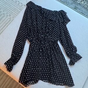 Black Polka Dot Off-Shoulder Blouse